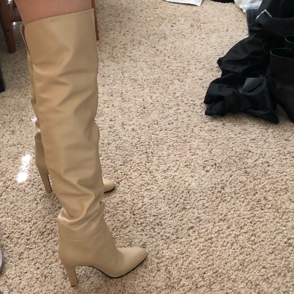 Ysl over the knee boots in color natural